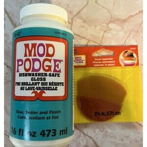 Mod Podge Dishwasher Safe Waterbase Sealer, Glue and Finish (16-Ounce) + Brush
